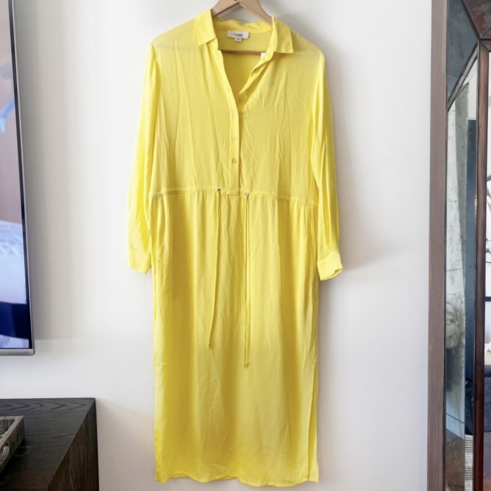 Sita Murt Yellow Woven Shirt Dress - Vacation Summer Resort Flowy